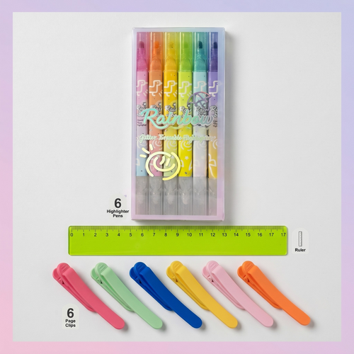 Investigation Kit (1x Ruler, 6x Page Clips, 6x Erasable Highlighters)
